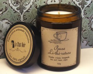 Bougie littéraire au thé vert