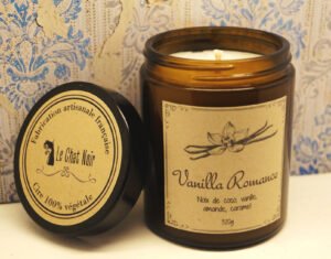 Bougie artisanale Vanilla romance parfum macaron vanille